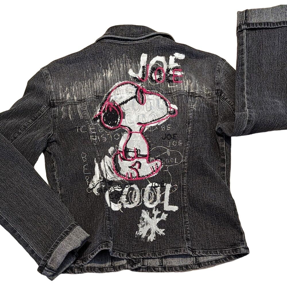 Iceberg History × Peanuts Denim Jean Jacket S/M Snoopy 90s Street Grunge Italy